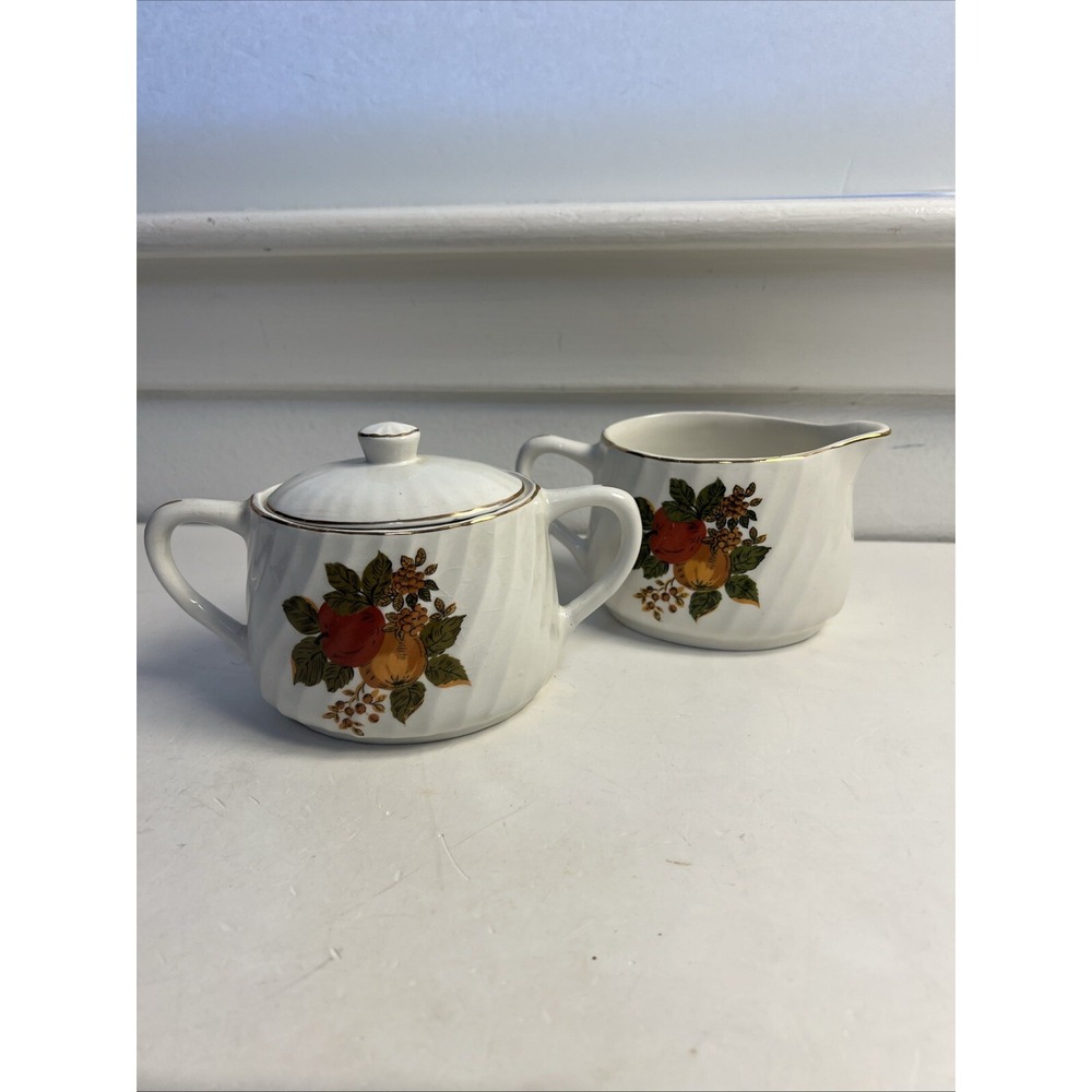 Enoch Wedgwood China "English Harvest" Creamer & Sugar Bowl